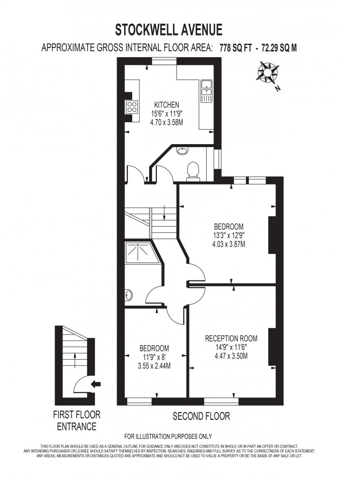 Floorplan for STOCKWELL AVENUE, BRIXTON, 