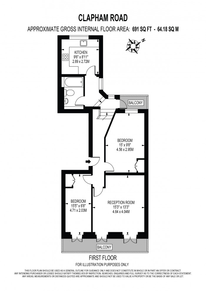 Floorplan for CLAPHAM ROAD, OVAL