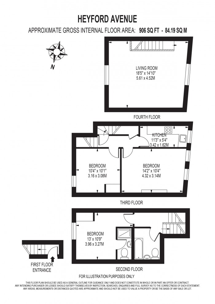 Floorplan for HEYFORD AVENUE, VAUXHALL, 