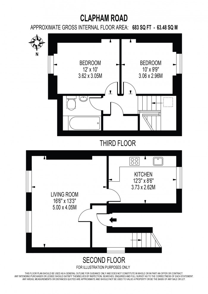 Floorplan for CLAPHAM ROAD, OVAL, 